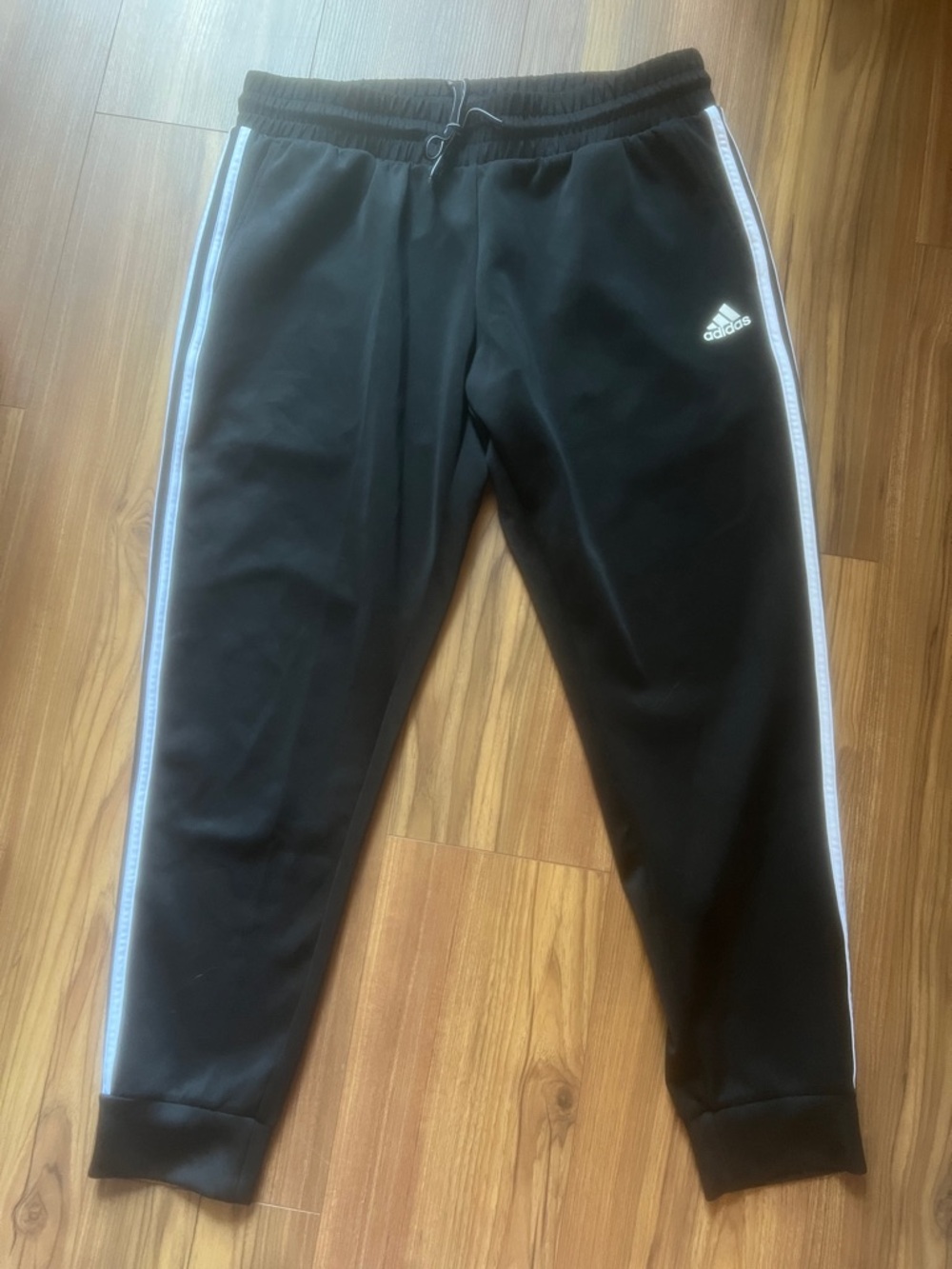 adidas Black Track Pants with Side Stripes